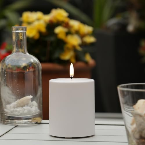 MARELIDA LED Kerze Outdoor Piffany UYUNI Lighting mit flackernder Flamme Stumpenkerze aus Kunststoff für Innen/Außen Timerfunktion dimmbar weiß (Höhe: 10cm)
