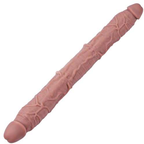 16.5 * 1.4 Double Headed Extra Large Silicone Dildo, Lifelike Veins Double Ended Dildo Glans Adult Big Lesbian Toy, Flexible Extra Long Penis Anal G Spot Stimulation Sex Toy for Male Female Couples