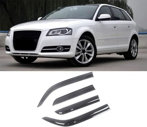 Cortavientos Ventana Coche para Audi A3 8P 2004-2012, Deflectores de Aire Viento Lateral Viseras Protector Lluvia Visera Puerta Parasol Derivabrisas Delanteros