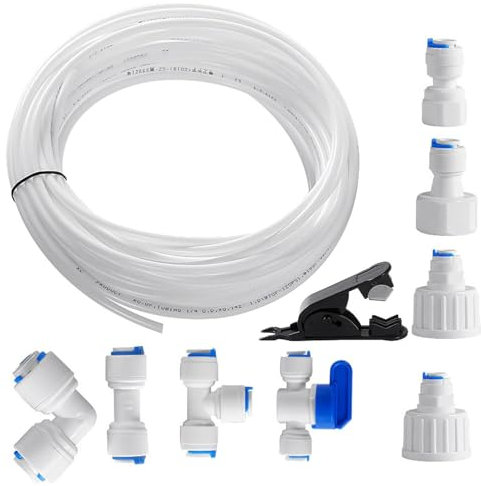 RO Water Hose Kit - 15M Tubing Pipe, Quick Connect Fittings | Refrigerator Water, Purifier Tube Connector, Drinking Water Supply Pipe, Fridge Dispenser Hose, Plumbing Accessory