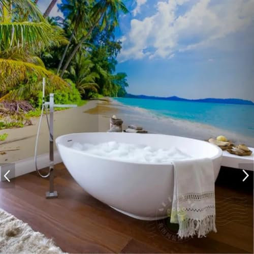 WEIMEIJIE Sonnige Strandlandschaft Tapete Badezimmer blauer Himmel weiße Wolken Wandtapete Tapete Schlafzimmer Tapete