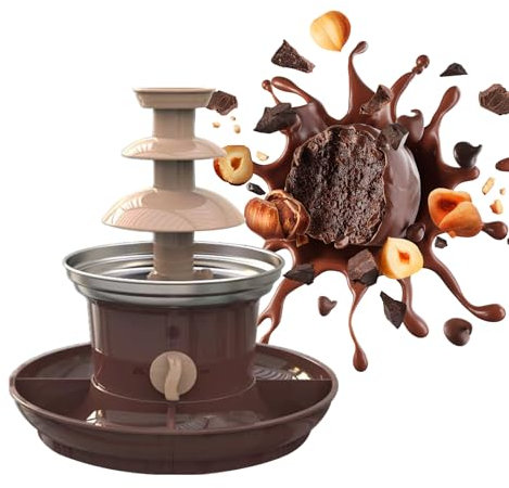 Ruiqas Mini 3 Tier Chocolate Fondue Fountain with Removable Serving Tray- Dip Fruits Marshmallows and More, Keep Warm Function