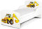 Leomark Kinderbett 160x80 Weiß – Funktionsbett Komplett mit Matratze und Lattenrost – Holz Jugendbett Einzelbett Hausbett für Kinder Kleinkinder UV-Druck (Bagger)