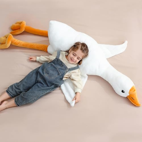 Ragelion Riesen Gans Kuscheltier Groß Ente Stofftier Plüsch Gans Kissen Puppe Kawaii Geschenke für Kinder (Großfüß, 160cm)