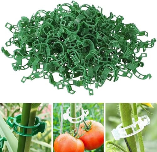 DAJASD 100Pcs Plant Support Clips, Plants Clip for Climbing Plants, Tomato Clip Flower Stem Clips for Fixing Vegetables, Cucumbers, Flowers, Shrubs, Cage (Green)