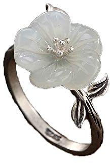 AITEKODVG 925 Silber Retro eingelegt Hotan Jade Lady Ring Schmuck Schmuck