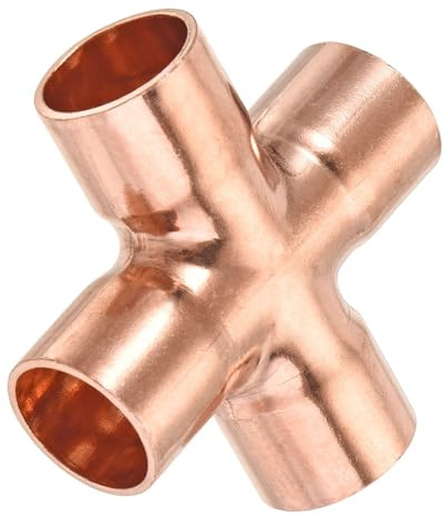 TA-VIGOR Raccord de tuyau transversal égal en cuivre pour CVC 15 mm x 1 mm 4 voies