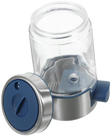 FUNNETOYU Stainless Steel Press Controlled Salt Dispenser with Clear Glass Bottle Kitchen Seasoning Jar for Salt and Spice Storage Stainless Shaker for Home and Outdoor Use