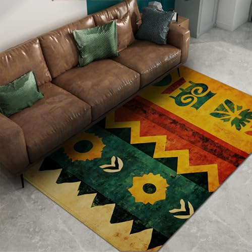 HOBBOY Stile Boho 180 x 270 cm Tappeto Pieghevole Colorato Modello Tribale Lavabile Morbido Tappetini A Pile Basso per Cucina Camera Da Letto Corridoio Lavanderia