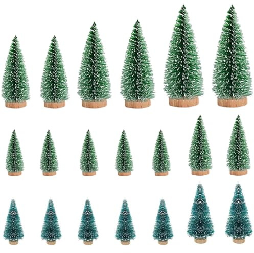 Kvaznix 20 Stück Mini Weihnachtsbaum 6.5/8.5/10.5/12.5/15cm Miniatur Tannenbaum Kleine Tannenbäume Deko Mini Weihnachts Baum für Weihnachtsdeko, Schaufenster, weihnachtsdorf