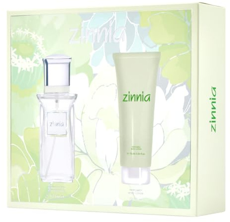 ZINNIA - Original Colonia 100 ml + Loción Corporal 75 ml, Estuche de Regalo Mujer, Perfume Formato Spray, Eau de Toilette Femenina, Aroma Cítrico y Floral, Fragancia Fresca de Larga Duración