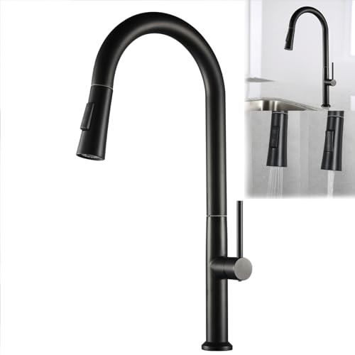VICTOVA Grifo de Cocina Extraíble, Caño Alto, Giro 360°, Doble Chorro, Acero Inoxidable 304