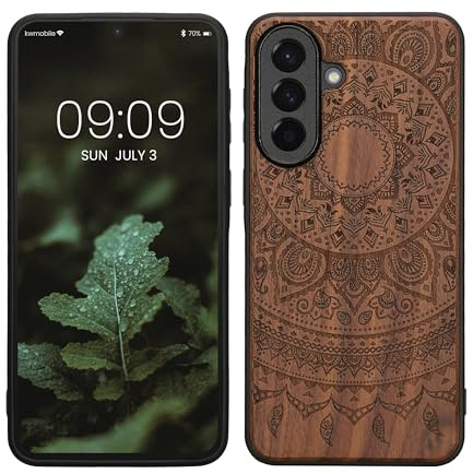 kwmobile Handyhülle für Samsung Galaxy A57 5G Hülle Holz - Case mit TPU Bumper - Stoßfestes Hardcase - Schutzhülle Cover in Dunkelbraun