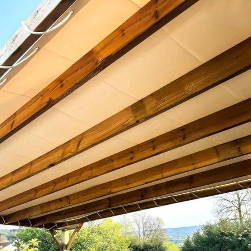 Pergola-Plane Cremeweiss 3x4,5 m - 5 Jahre Garantie TECPLAST - LP506PR - wasserdichte Plane für Pergola oder Gartenlaube aus PVC für die Terrasse