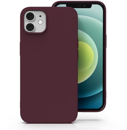 Zuvirelx Silicone Case for iPhone 12 Mini - Burgundy | Thin, Non-Slip, Soft Grip, Minimalist, Shockproof, Pocket-Friendly