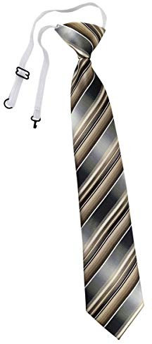 TigerTie Security Sicherheits Krawatte in braun beige silber anthrazit grau gestreift - vorgebunden mit Gummizug