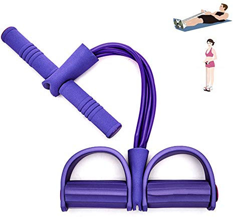 Qplcdg Fitness-Zugseil,Pedal Zugseil Körper 6 Tube Übungsgerät Bodybuilding Zugseil Bauchbein Oberschenkel Arme Muskeln Bauch. (Lila)