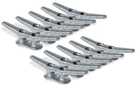 ZUJARA 4 inch Dock Cleats, 10-Pack Galvanized Iron Boat Cleat for Marine or Decorative Applications
