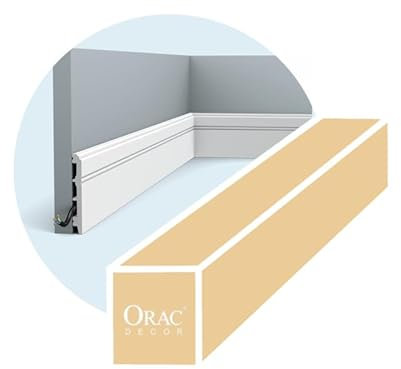 Pack de 4 mètres Plinthe moderne avec cannelures SX105 - L200 x H10,8 x L1,3 cm - ORAC DECOR