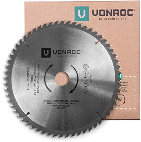VONROC Lama universale Ø254mm - 60 denti, 254 x 30mm. Adatta per troncatrici e seghe da tavolo