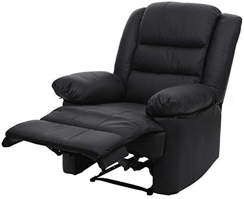 Mendler Fernsehsessel HWC-G15, Relaxsessel Liege Sessel, Leder + Kunstleder 101x87x100cm - schwarz