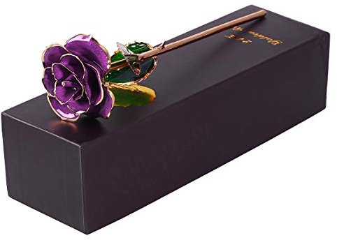 24k Gold Plated Rose Gold Roses Dipped 24k Gold Plated Real Rose 24k Purple Rose for her Rose for Valentines Day Dipped Gold Rose Glass Rose Preserved Multicolor Mother