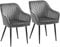 SONGMICS Esszimmerstuhl, 2er Set, Küchenstuhl, Sessel, Samt, Polsterstuhl mit Armlehnen, Loungesessel, bis 120 kg belastbar, Metallbeine, für Esszimmer, Küche, hellgrau-tintenschwarz LDC087G04