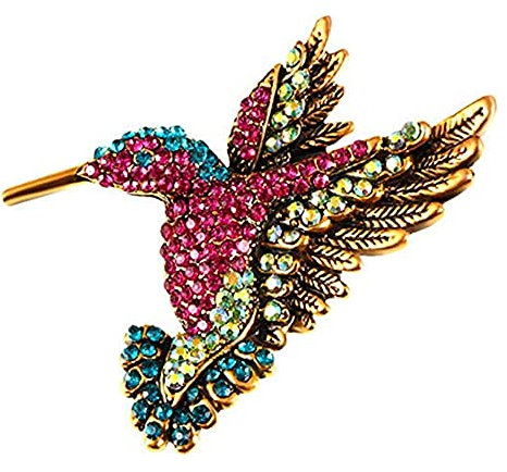 Retro-Kolibri-Brosche, mehrfarbig, Kristall, Strass, Vogel, Tier, Anstecknadel, Modeschmuck, Anzug, Brosche, Zubehör für Damen und Herren, Kristall