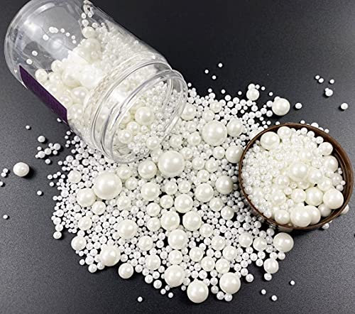 Saupoudrer de sucre perlé et de sucre argenté 120 g/ 4,2 OZ taille du mélange gâteau cuit garniture de cupcakes garniture de biscuits garniture de crème glacée garniture de célébration (White)