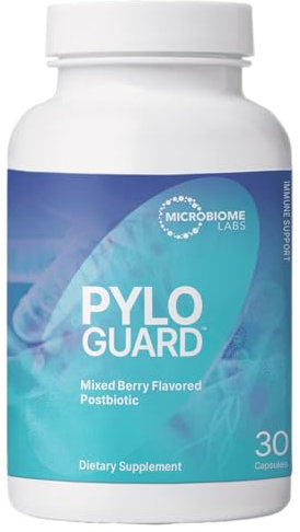 Microbiome Labs PyloGuard – Postbiotic Supplement with Lactobacillus reuteri DSM 17648 Limosilactobacillus, Supports Natural Elimination Processes, for Men & Women – Mixed Berry Flavour, 30 Capsules