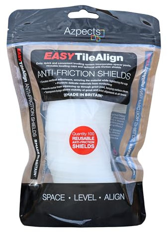 Azpects EASYTileAlign Pack of 100x Protective Anti Friction Shields for Tile Leveling System. Great for Professional and Home Use, Reusable Aligning Flooring Spacers Tool for Patio Slabs and Tiles