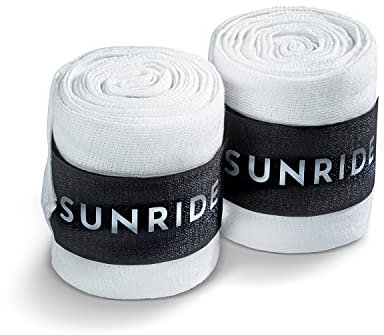 Sunride Bandagen für Pferde, stabilisieren Sehnen und Bänder - atmungsaktiv, temperaturausgleichend (2er Set, weiß)
