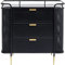Kare Design Kommode Fence, 80x80cm, Schwarz, 3 Schubläden, Gestell aus Stahl, Deckplatte, EGS Sicherheitsglas,80x80x40cm (H/B/T)