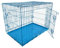 HugglePets Blue Metal Dog Puppy Cage Foldable Medium 76cm Dual Door with Locks, Car Home and Travel Crate