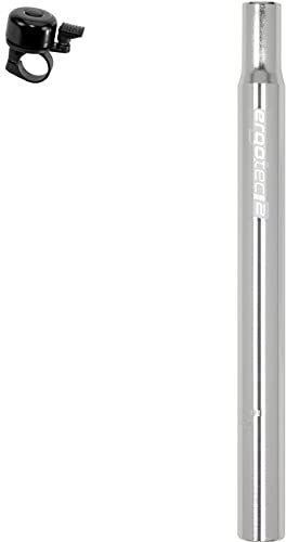 Ergotec Alu Fahrrad Kerzen Sattelstütze Ø 31,8 mm/L 300 mm Silber inkl. Fahrradklingel