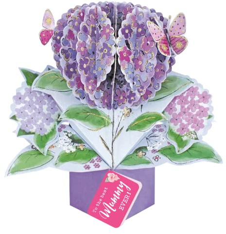 To Best Mummy Ever Hydrangea Pop Up Card Mother's Day, Birthday, Any Occasion POP024M10