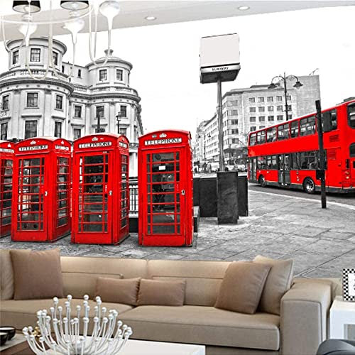 Peinture Murale Photo 3D Paysage Urbain De Bus Rouge De Londres Papier Peint Mural Imperméable Salon Moderne Canapé Tv Fond Mur Art Décoller Et Coller Mur Photo Amovible Chambre D'Enfants Mur Art 250
