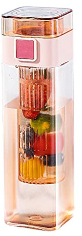 Vigcebit Fruit Infuser Water Bottle - Leak-proof Square Fruit Infuser Water Bottle for Travel,Gym Accessories Water Bottle Outdoors Fruit Infuser Water Bottle for Travel