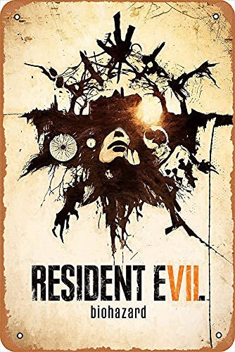 Wanddekor-Schild – Resident Evil 7 Biohazard Poster – 20,3 x 30,5 cm Vintage-Metallschild, Bar, Männerhöhle, Kunstdekoration