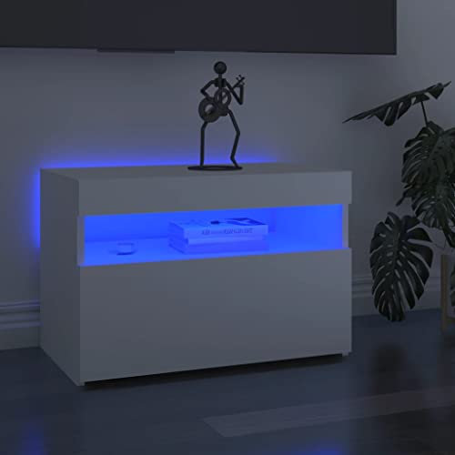 Mobile Sotto Tv,Porta Tv Da Terra Mobile Legnomobile Porta Tv Con Luci Led Bianco 60x35x40 Cmadatto Per L'Uso Sotto Il Televisore, In Soggiorno, In Camera Da Letto