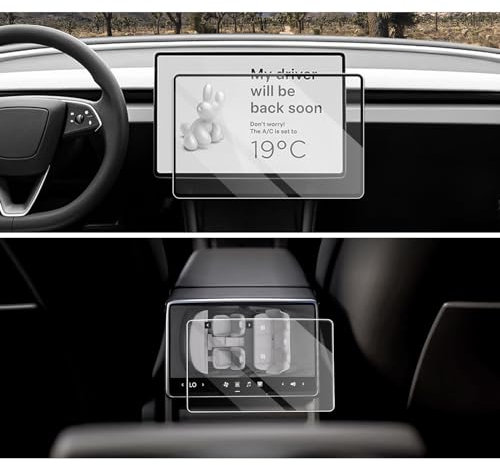 CDEFG Compatible with Tesla Model 3 2024 Highland 15.4 + 8 Inches Navigation and Instrument Panel Tempered Glass Screen Protector Film Highland 2024 Accessories Pack of 2