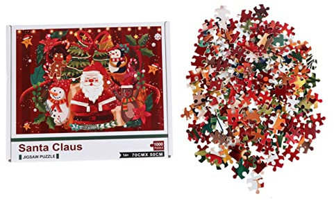 DIKACA 1 Satz 1000 Stück Weihnachtsmann-Puzzle Krippenspielzeug Für Kinder Weihnachtsrätsel Für Kinder Urlaubspuzzles Für Kinder Puzzle des Neuen Jahres Papier Karikatur Geschenktasche