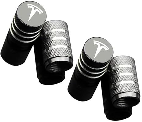 YOFAB 4 Stück Ventilkappen für Tesla Model S S X 3 Y, Reifen Ventilkappen Autoventil Kappe, Ventilkappen mit Dichtung für Stabilen Reifendruck, Auto Zubehör,A