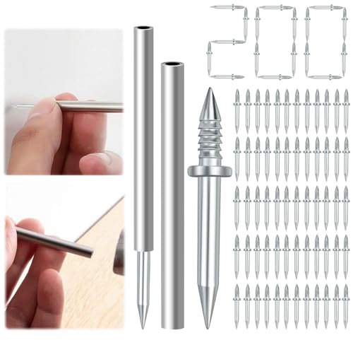 LPAMABA 200 Pz Chiodi a Doppia Punta,Chiodo Senza Cuciture con Doppia Testa, Chiodo per Battiscopa Senza Tracce,Viti di Sicurezza Invisibili con Manicotto Specifico per Manicotti per Battiscopa