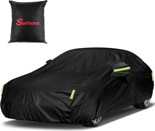 Sailnovo Telo Copriauto per Auto Impermeabile Tutte Atmosferiche,7 Strati, Resistente,Telo Copriauto da Esterno Completa per Auto,Protezione da Neve,Sole,Raggi UV,con Cerniera per (486 à 490 cm)