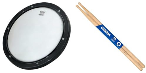 Remo 2G77 - Caja sorda remo RT-8 & CASCHA Maple 7A Baquetas – Ideal para roca suave – Palos de percusión para avanzados