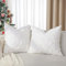 Lewondr Kissenbezug, 45x45CM Satz von 2 Kunstpelz gemütliche weiche Kissenbezug mit Luxus Pailletten Bestickt Weihnachtsbaum Kissenbezug für Bett Home Wohnzimmer, Weiß & Silbern