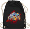 Turnbeutel Rucksack - Auto - Monstertruck mit Name | Monster Truck Personalisiert | Riesentruck - Unisize - Schwarz - kinder kindergarten wechselbeutel cars personalisieren stoffbeutel