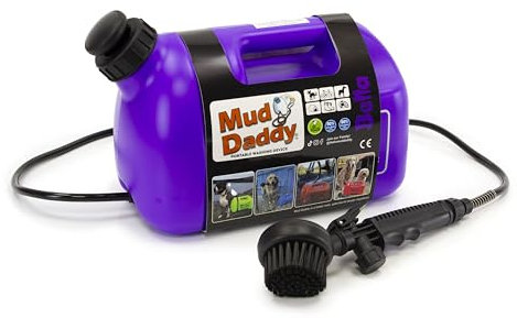 Mud Daddy Tragbare Haustier-Waschmaschine, Mehrzweck-Waschgerät, schlammige Spaziergänge, Haustierreinigung, Fellpflege, perfekt für Hunde, Pferde, Fahrräder, Schuhe, Camping und mehr – 5 Liter – Lila