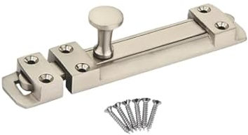 Slide Bolt Satin Nickel 150mm Crank Sliding Door Gate Bathroom,Toilet, Gate, Cupboards & Cabinets Bolts 150mm Brass Door Latch with Screws, Ideal Door Locks